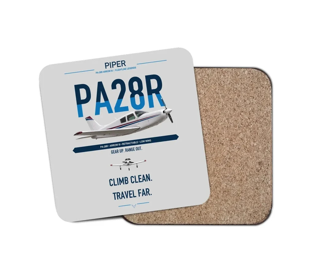 Piper PA-28R Arrow III design on light gray 1 piece coaster