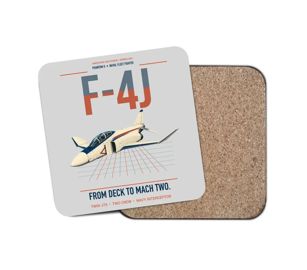 F-4J Phantom II design on light gray 1 piece coaster