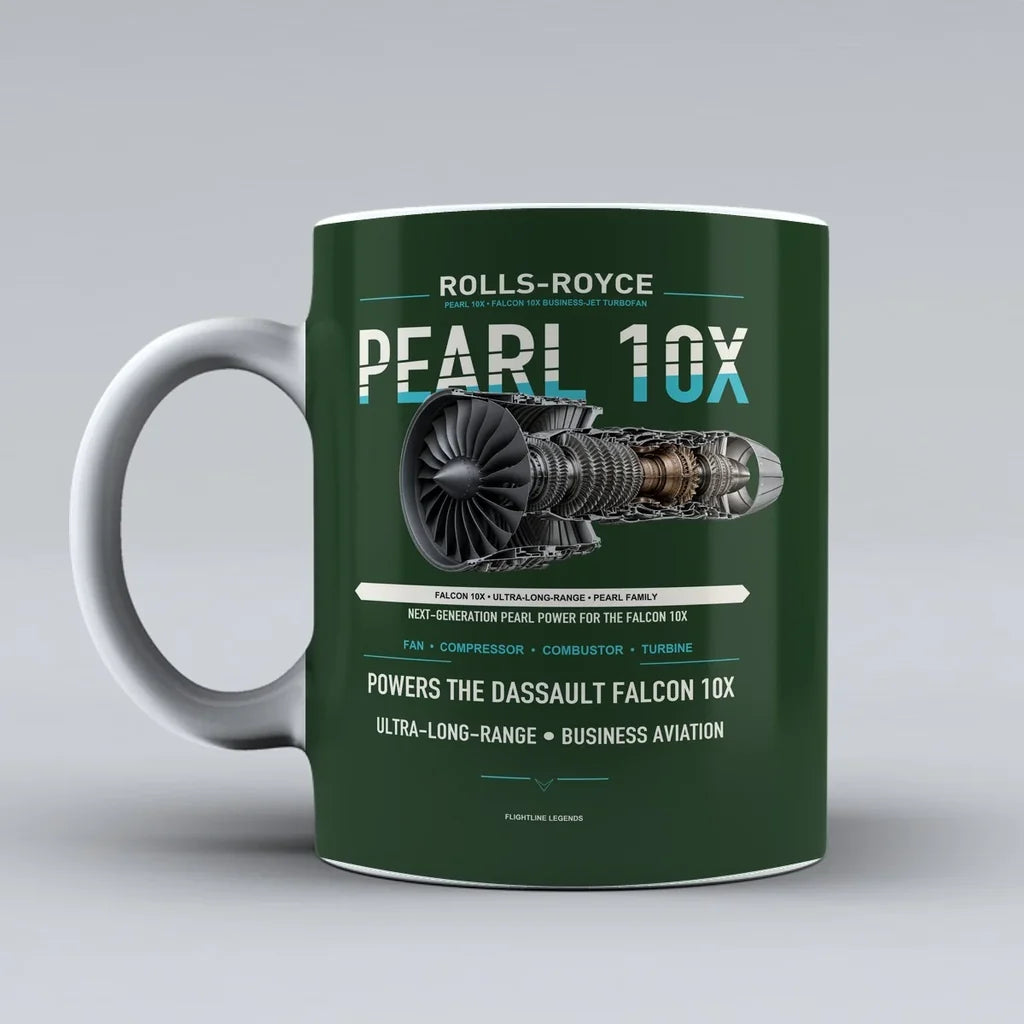 10X Mug design on dark green pearl