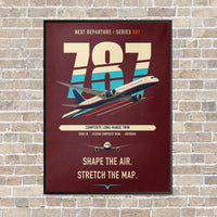 Thumbnail for Boeing 787-9 Dreamliner vertical canvas print - framed - dark red background