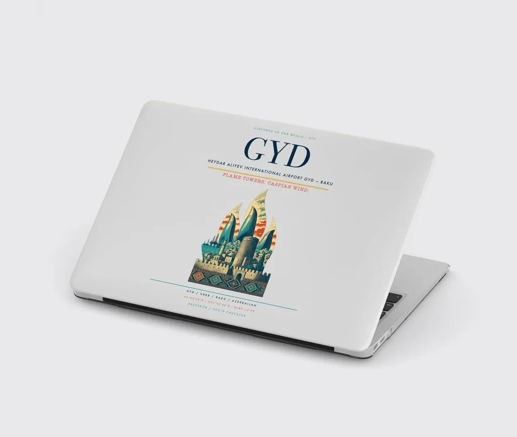 Heydar Aliyev International Airport (GYD) design on light gray MacBook case