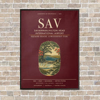 Thumbnail for Savannah-Hilton Head International Airport SAV vertical canvas print - framed - dark red background