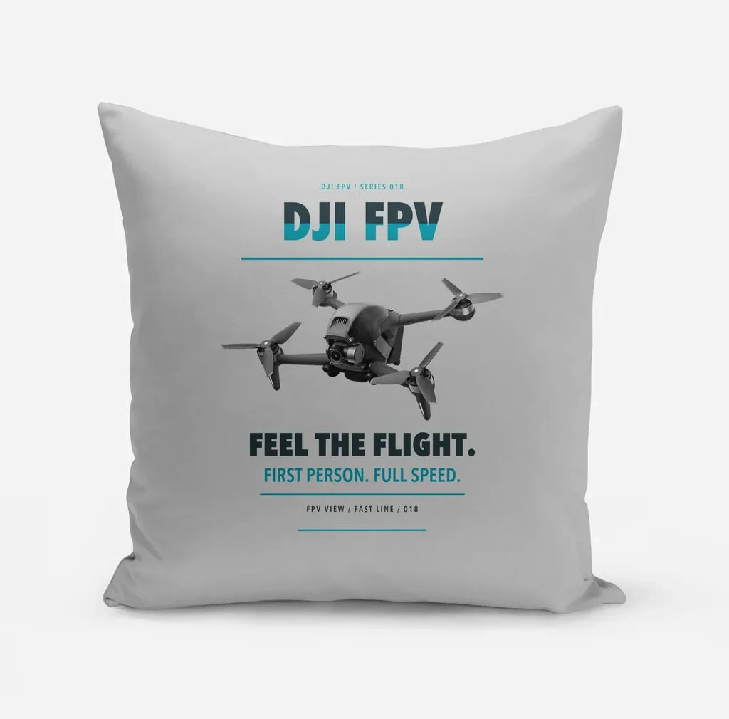 DJI FPV design on light gray pillow