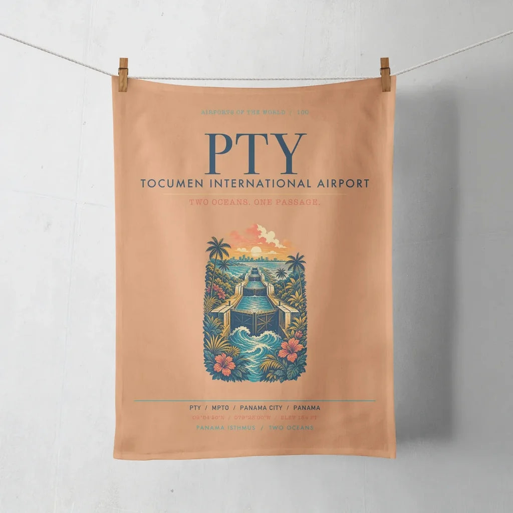 Panama City Tocumen International Airport (PTY) design on orange towel