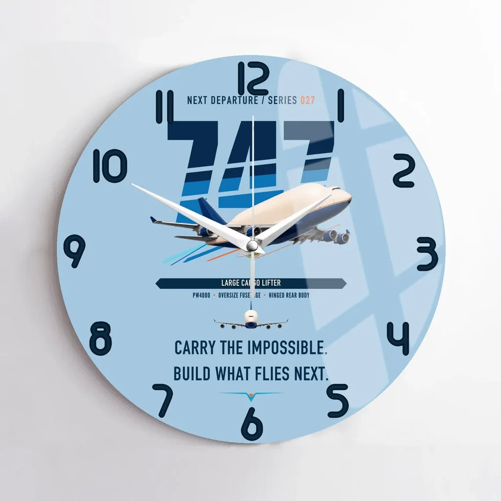 Boeing 747-400 Dreamlifter design on light blue no frame wall clock