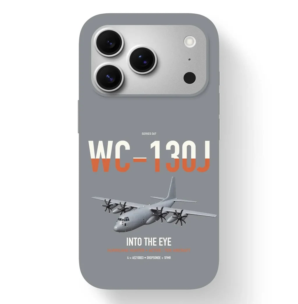 WC-130J Hurricane Hunter design on gray magsafe iphone case, for iPhone 17 Pro