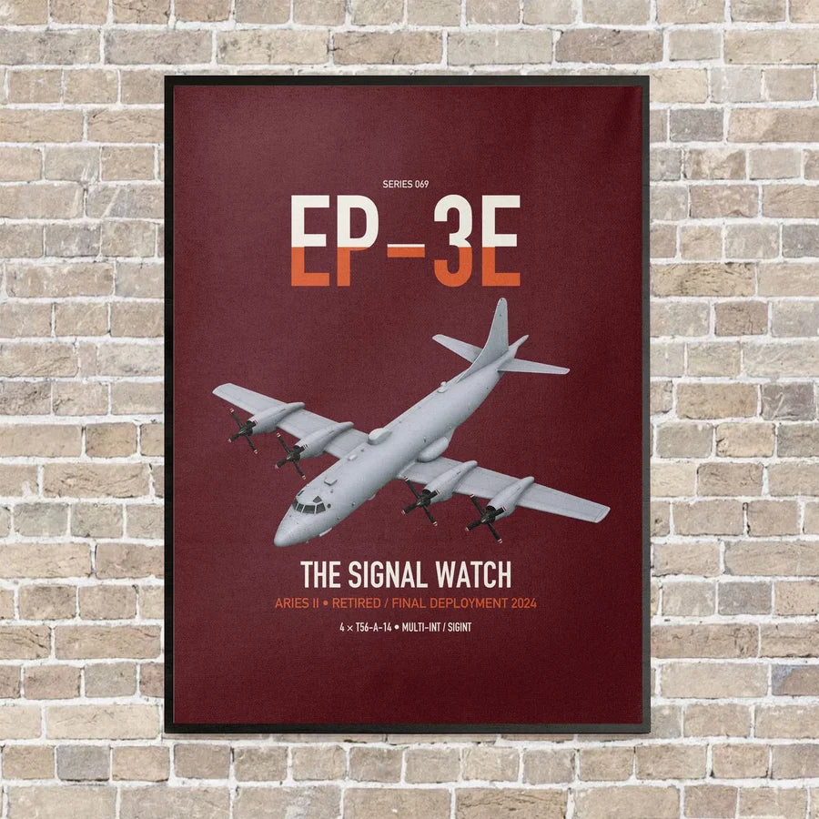 EP-3E ARIES II vertical canvas print - framed - dark red background