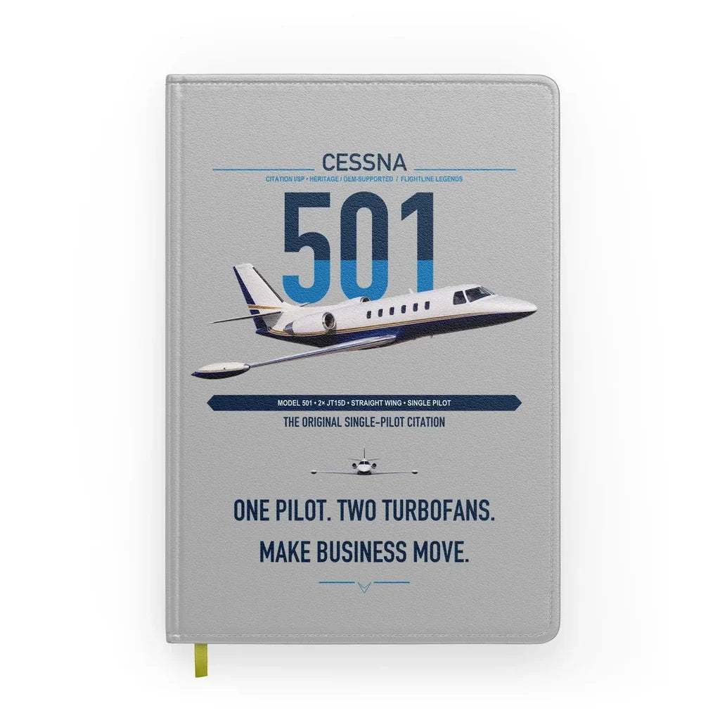 Cessna 501 Citation I SP design on light gray notebook