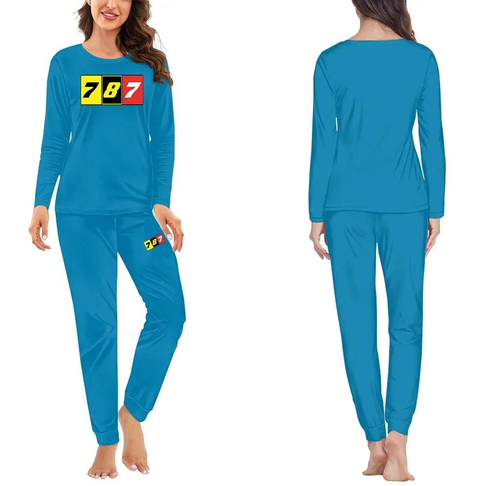 Flat Colourful 787 women pajamas - Light Blue