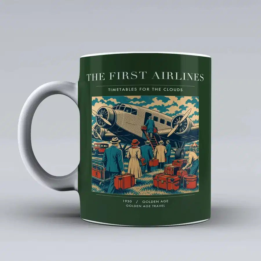 VINTAGE G4048 - The First Airlines - Ceramic Mug design on darkgreen