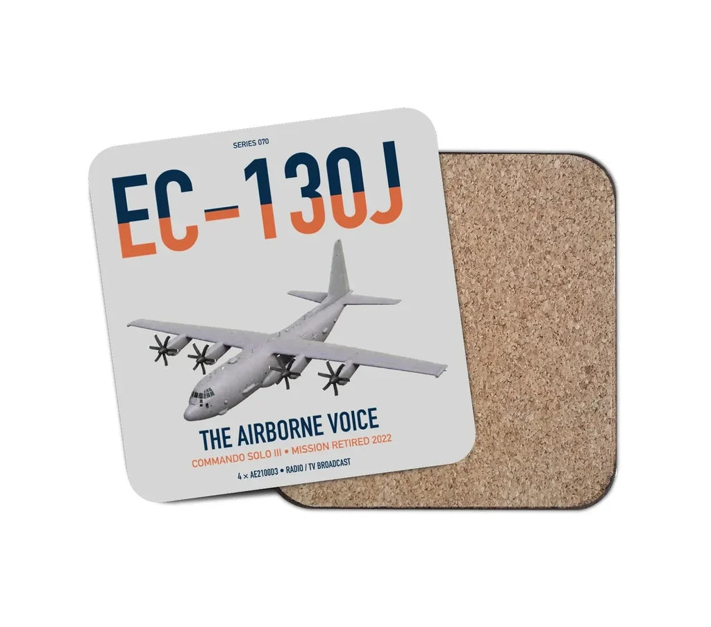 EC-130J Commando Solo III design on light gray 1 piece coaster