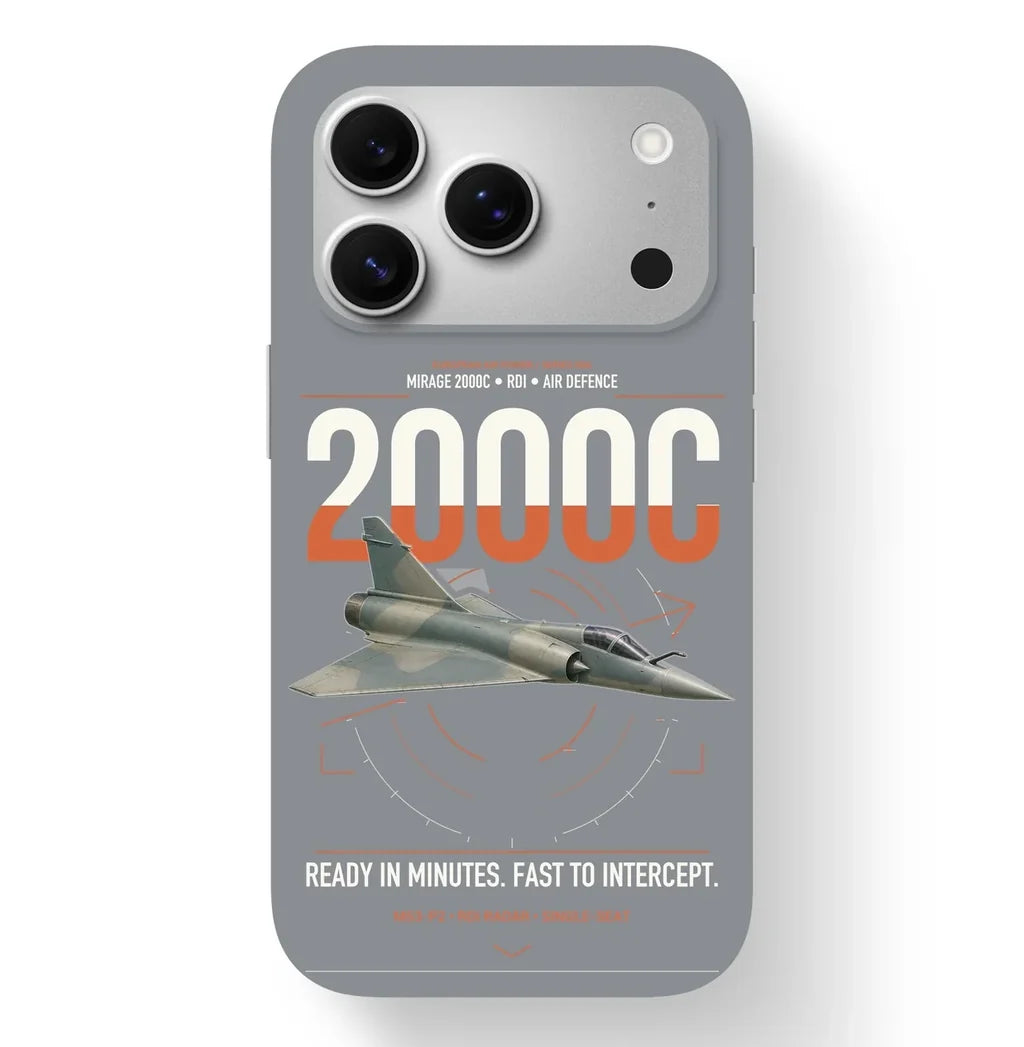 Dassault Mirage 2000C RDI design on gray magsafe iphone case, for iPhone 17 Pro