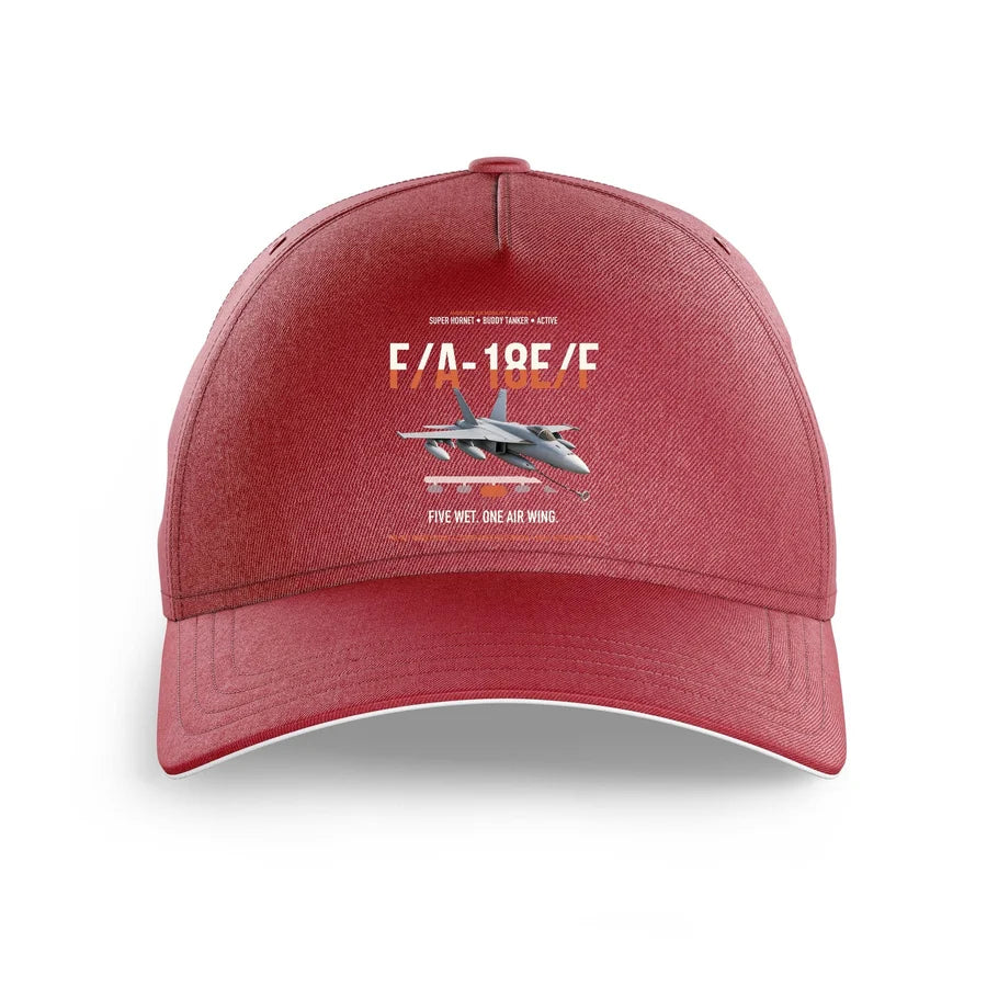 F A-18E F Buddy Tanker design on dark red printed hat