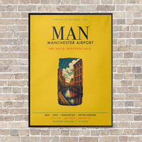 Thumbnail for Manchester Airport MAN vertical canvas print - framed - yellow background