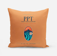 Thumbnail for Tahiti Faa'a Airport (PPT) design on orange pillow