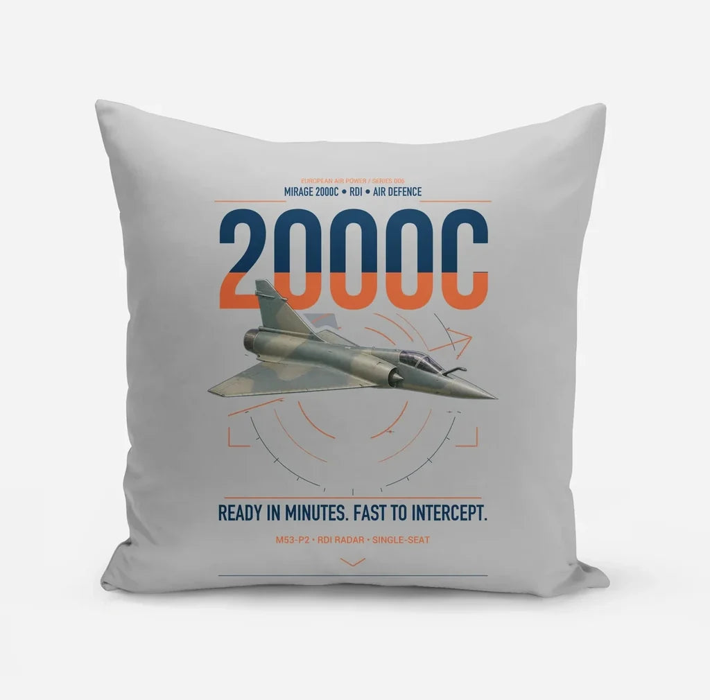 Dassault Mirage 2000C RDI design on light gray pillow