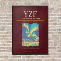 Thumbnail for Yellowknife Airport YZF vertical canvas print - framed - dark red background