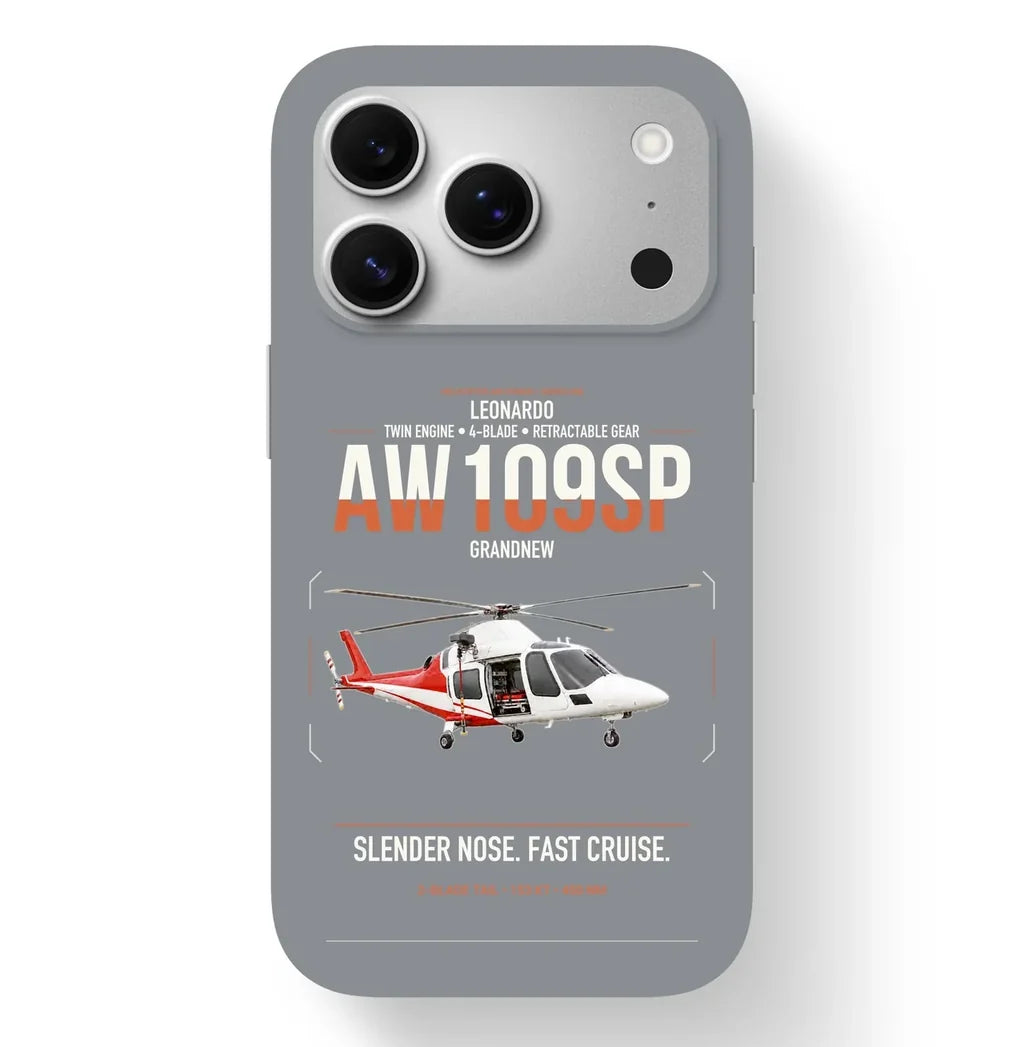 Leonardo AW109SP GrandNew design on gray magsafe iphone case, for iPhone 17 Pro