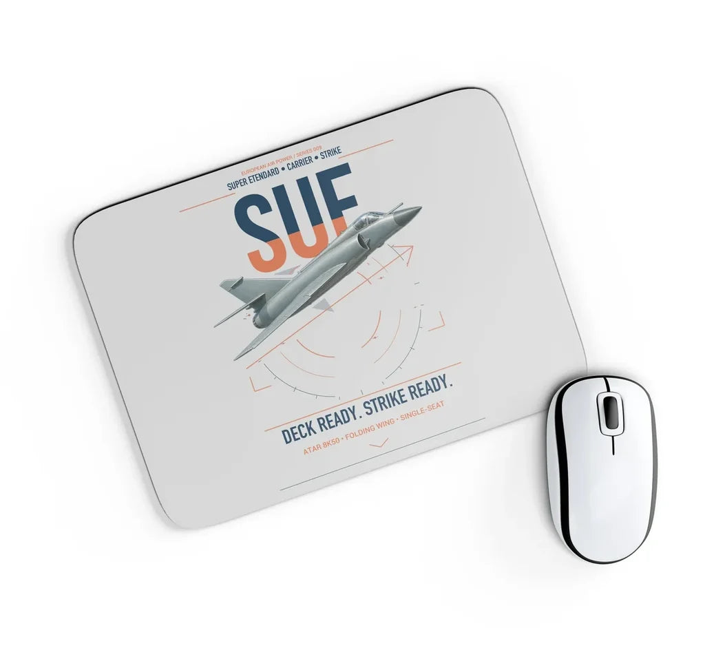 Dassault Super Étendard design on light gray rectangle mouse pad