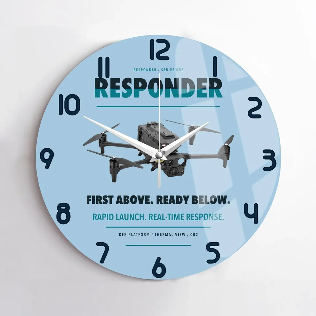 BRINC Responder design on light blue no frame wall clock