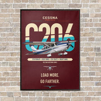 Thumbnail for Cessna 206 Stationair vertical canvas print - framed - dark red background