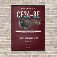 Thumbnail for CF34-8E vertical canvas print - framed - dark red background