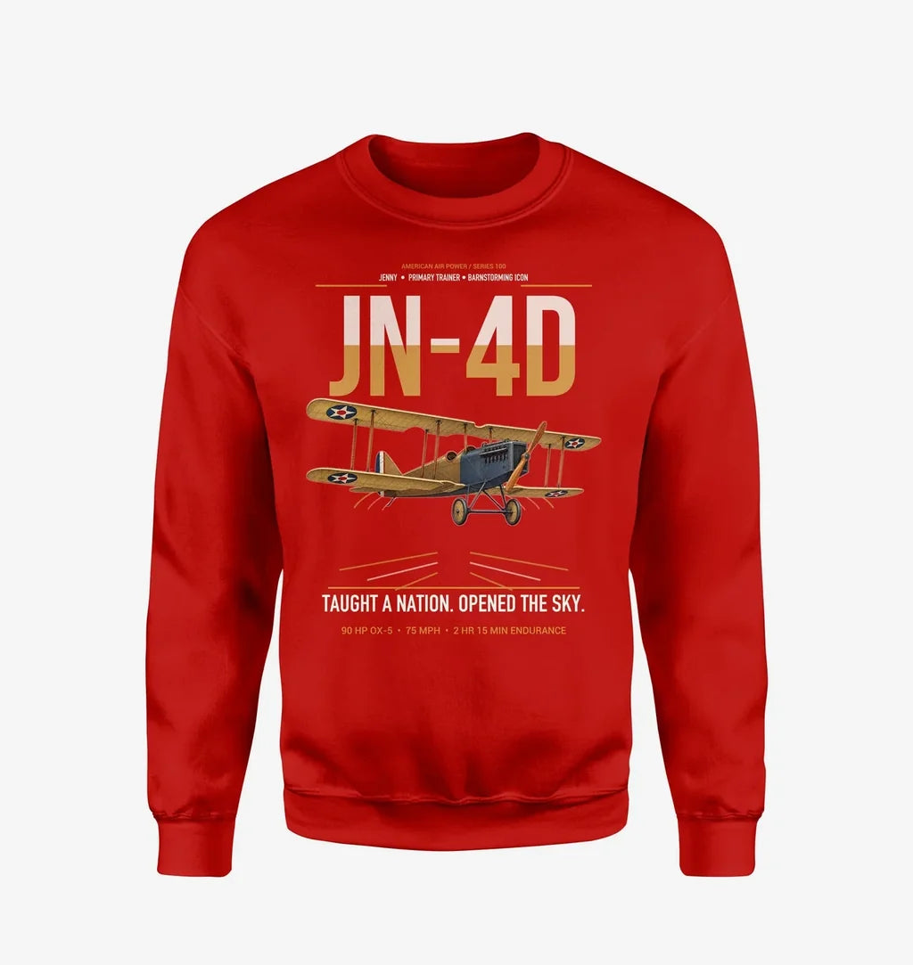 Curtiss JN-4D Jenny design on red sweatshirt