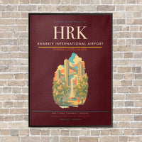 Thumbnail for Kharkiv International Airport HRK vertical canvas print - framed - dark red background