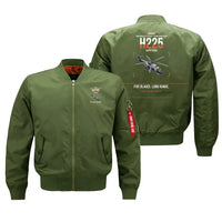 Thumbnail for Airbus H225 design on green bomber jacket, double-side print