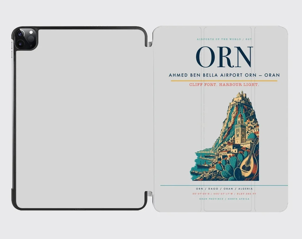 Ahmed Ben Bella Airport (ORN) design on light gray ipad tablet case