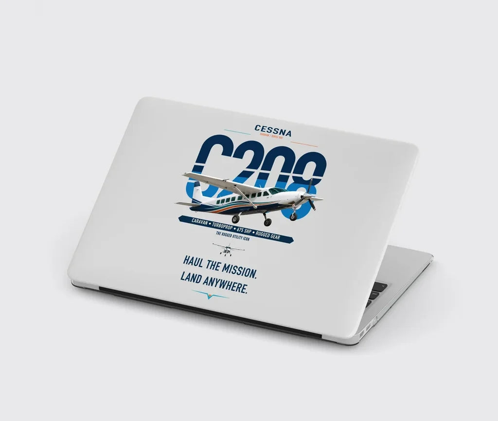 Cessna 208 Caravan design on light gray MacBook case