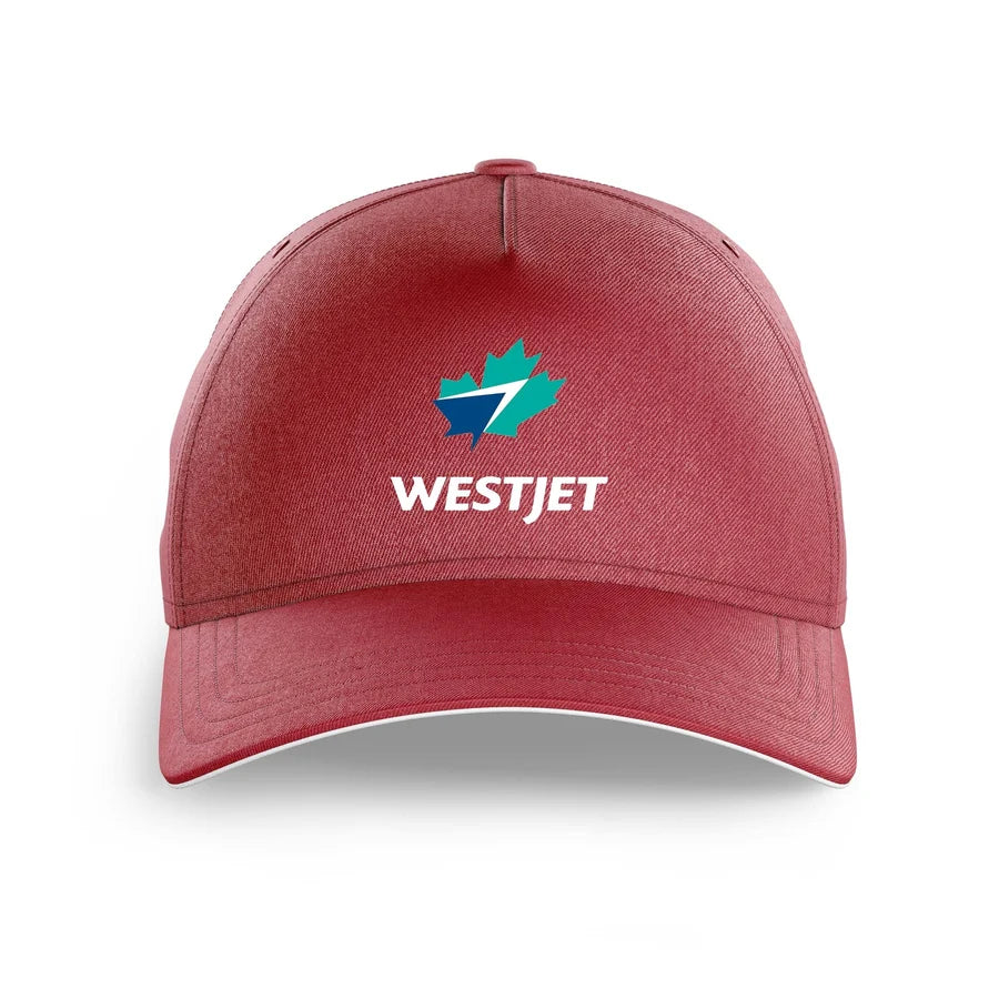 WestJet Airlines logo printed on dark red cap