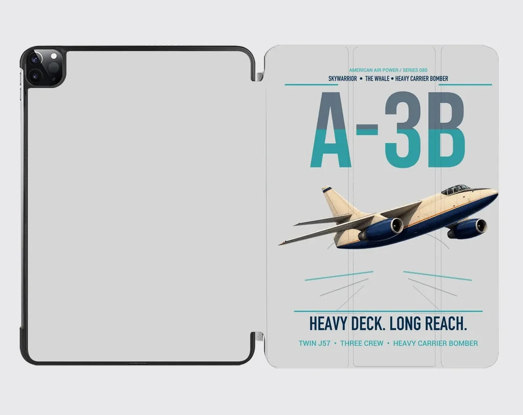 A-3B Skywarrior design on light gray ipad tablet case