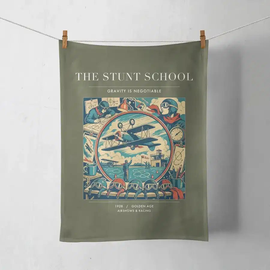 VINTAGE G4044 - The Stunt School - Designed Towels design on greenarmy