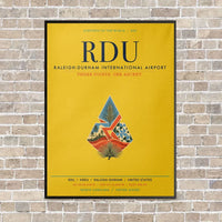 Thumbnail for Raleigh-Durham International Airport RDU vertical canvas print - framed - yellow background