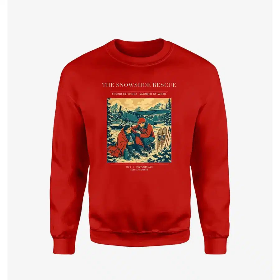 VINTAGE G4281 - The Snowshoe Rescue - Designed Sweatshirts design on red