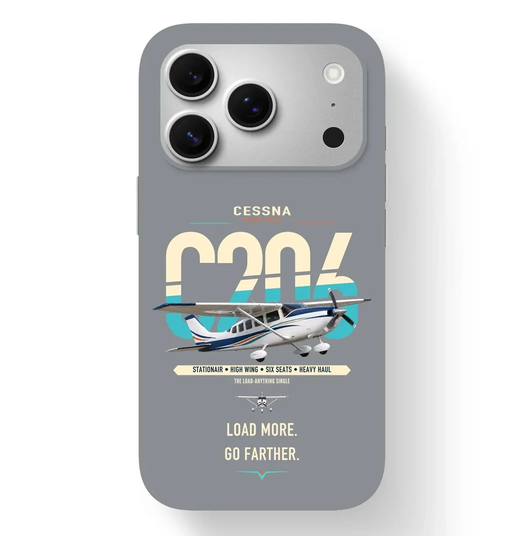 Cessna 206 Stationair design on gray magsafe iphone case, for iPhone 17 Pro