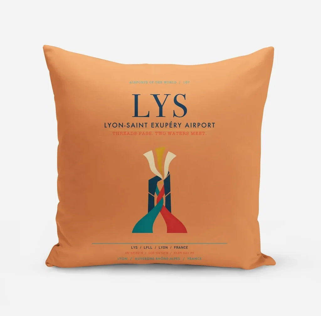 Lyon-Saint Exupéry Airport (LYS) design on orange pillow