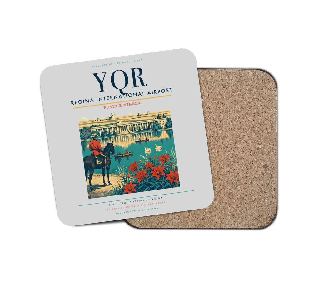 Regina International Airport (YQR) design on light gray 1 piece coaster