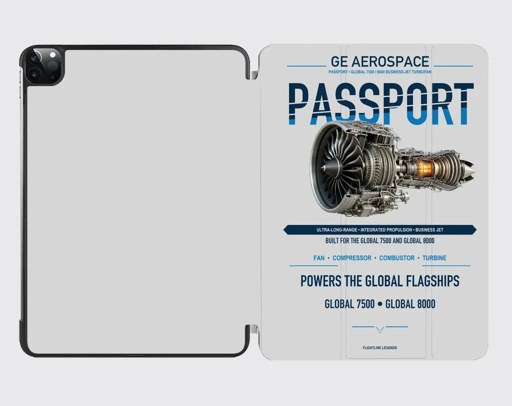 PASSPORT design on light gray ipad tablet case
