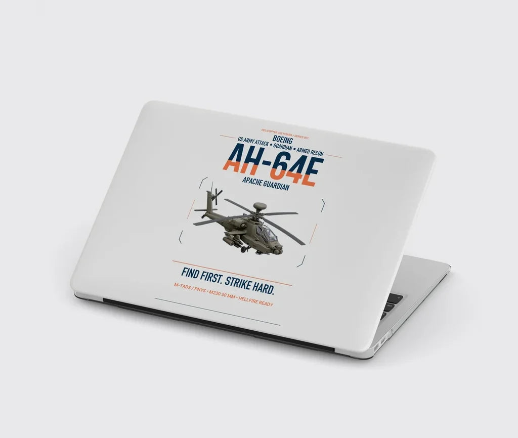 Boeing AH-64E Apache Guardian design on light gray MacBook case