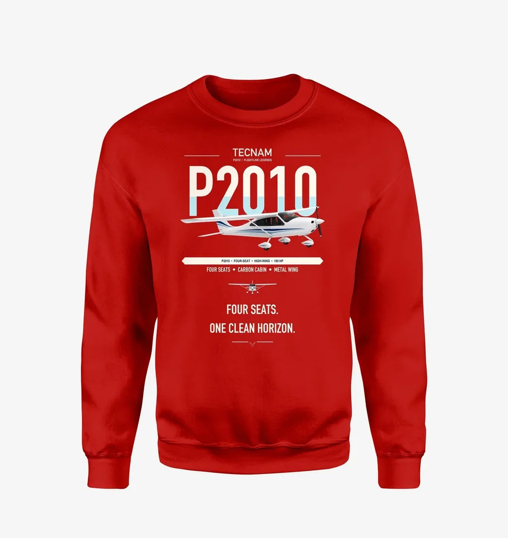Tecnam P2010 design on red sweatshirt