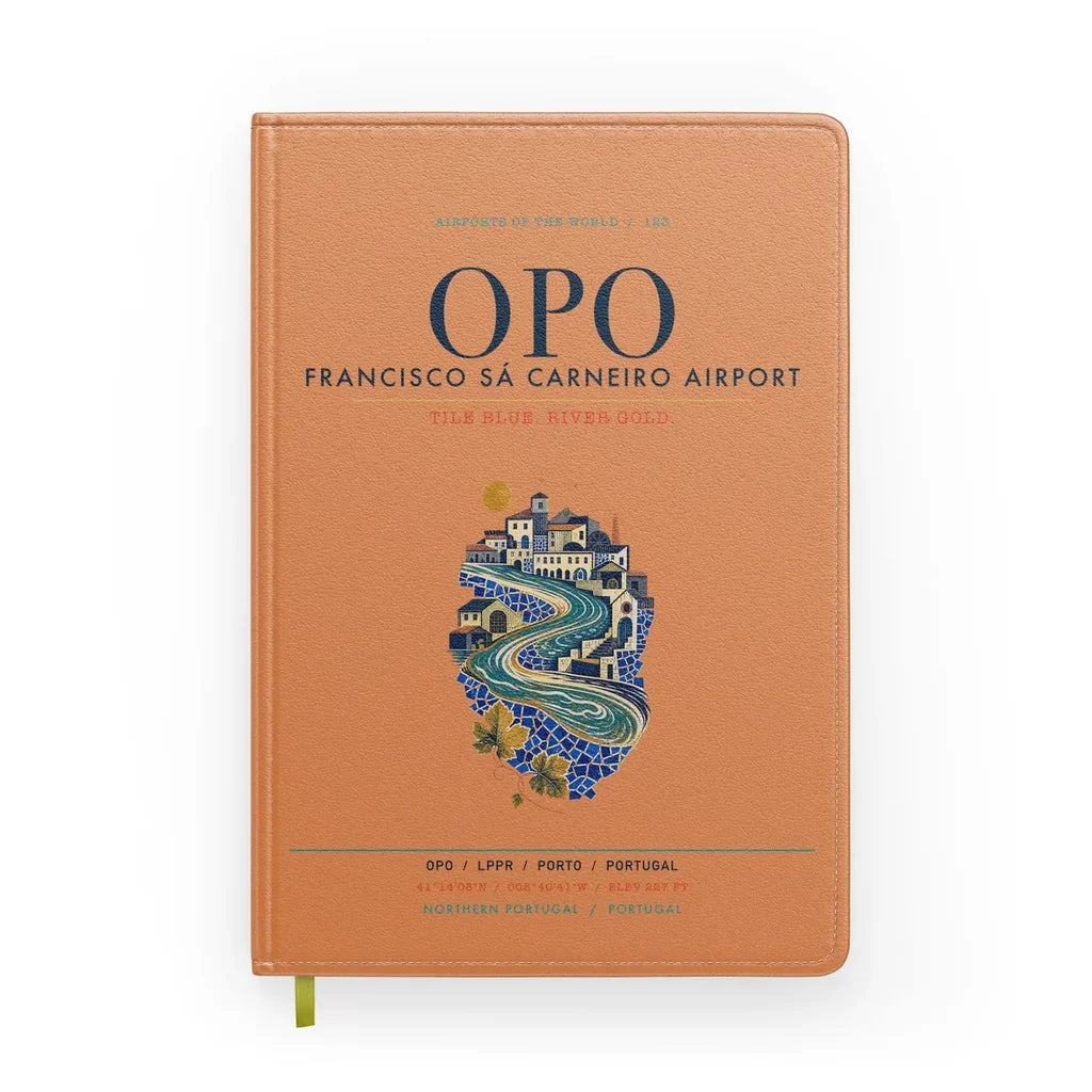 Porto Francisco Sá Carneiro Airport (OPO) design on orange notebook