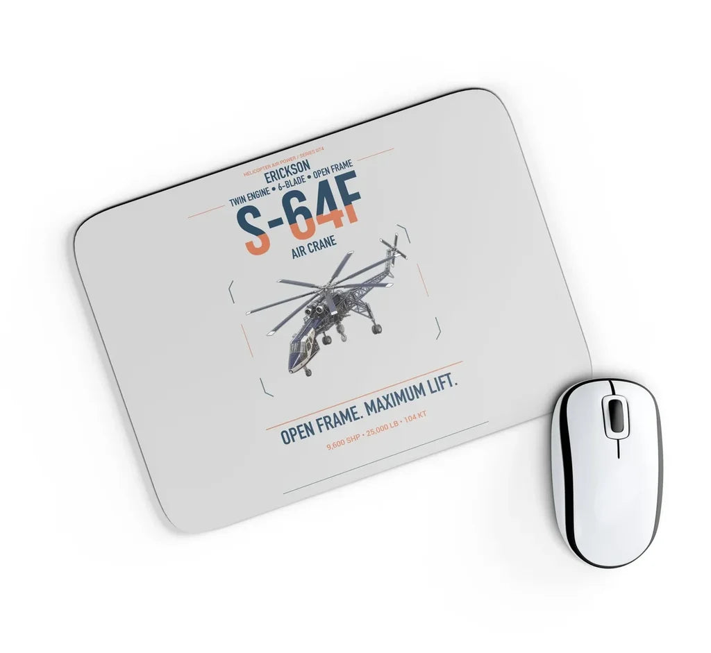 Erickson S-64F Air Crane design on light gray rectangle mouse pad