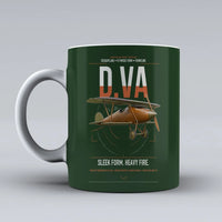 Thumbnail for Albatros D.Va design on dark green ceramic mug, double-side print