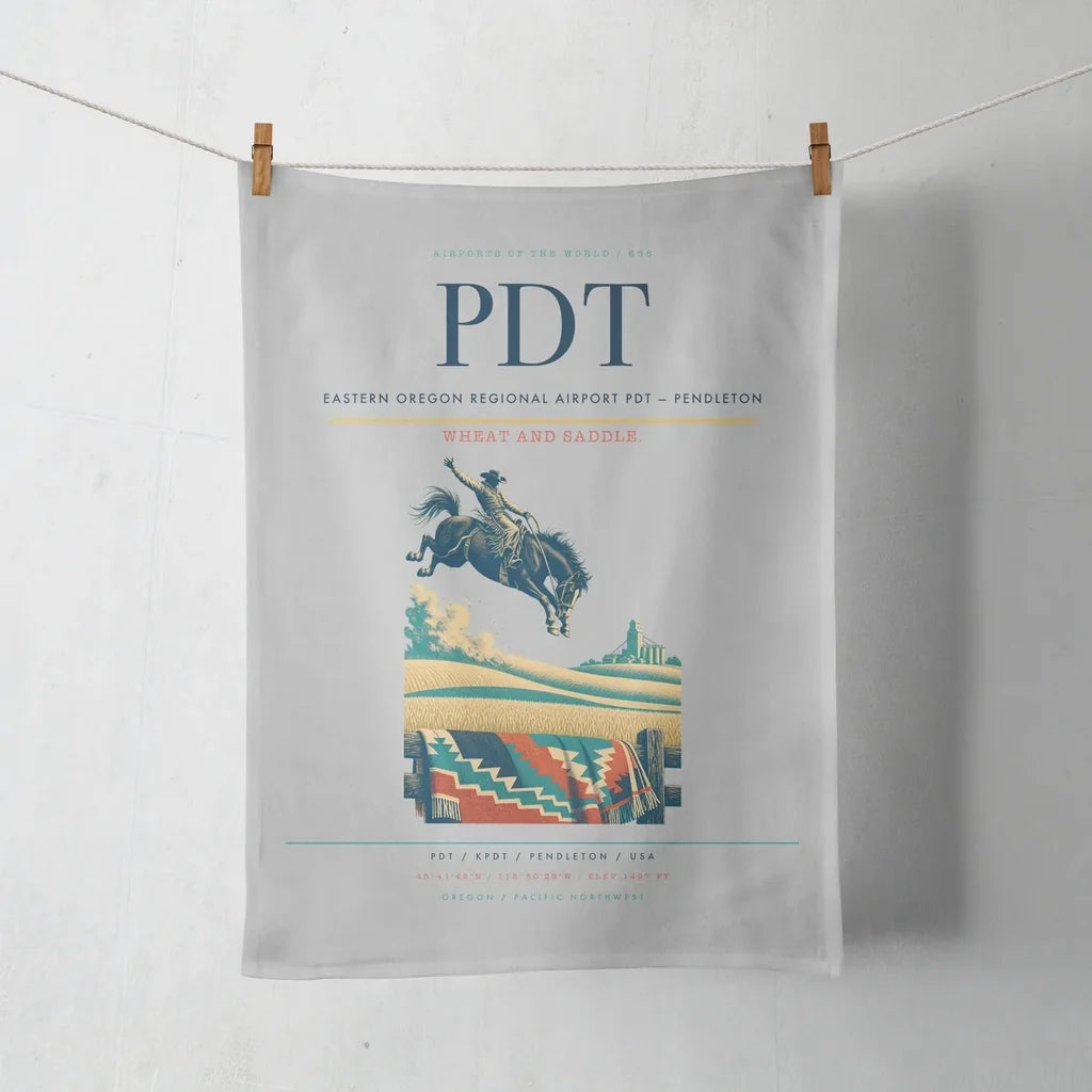 Eastern Oregon Regional Airport (PDT) design on light gray towel