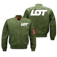Thumbnail for LOT Polish Airlines aviation design embroidered on green bomber jacket
