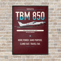 Thumbnail for Socata TBM 850 vertical canvas print - framed - dark red background
