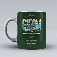 Thumbnail for Cessna 150M design on dark green ceramic mug, double-side print