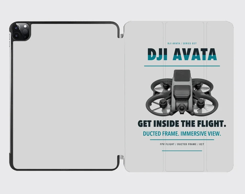 DJI Avata design on light gray ipad tablet case